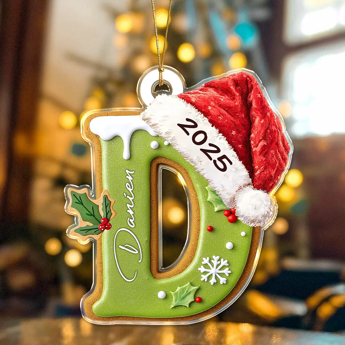 Personalized Gingerbread Letter Acrylic Ornament Gift For Mom, Dad, Brother, Sister, Kids HO82 900706