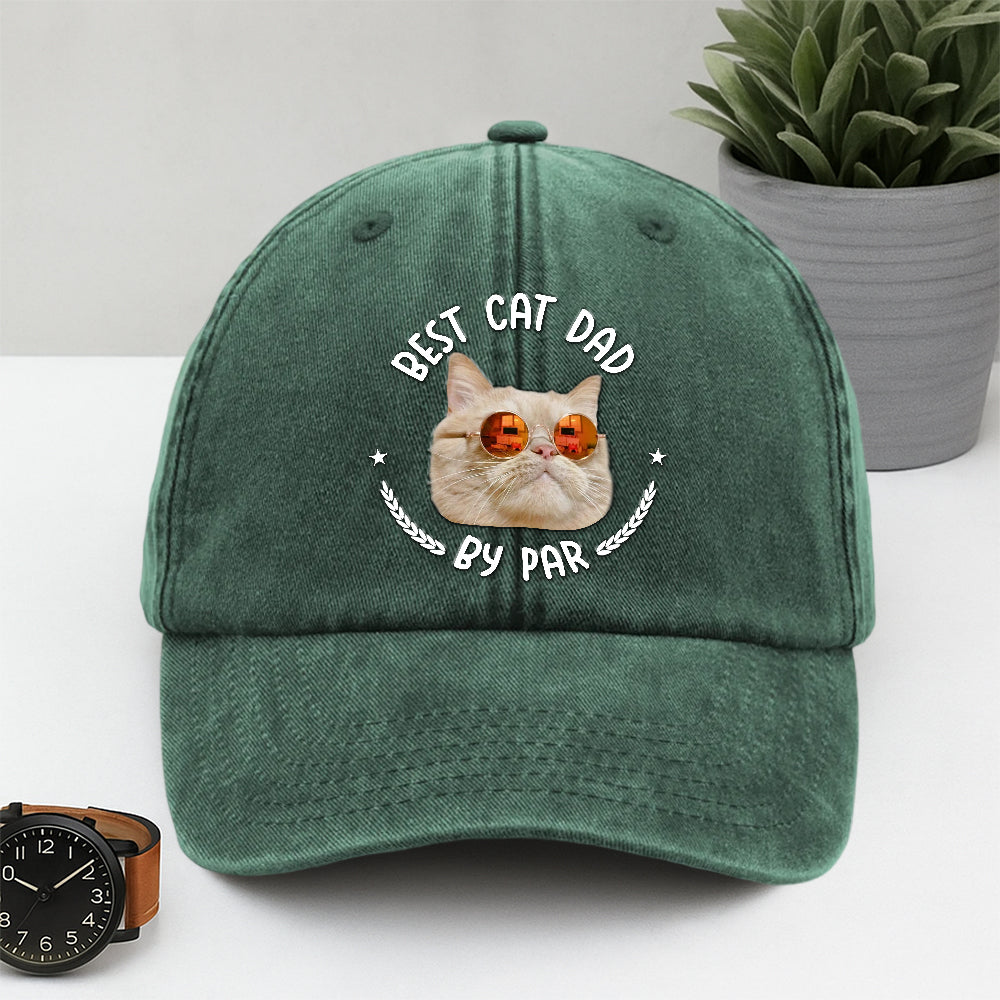 Custom Photo Best Dog Dad, Cat Dad By Par Washed Denim Baseball Cap HA75 892482
