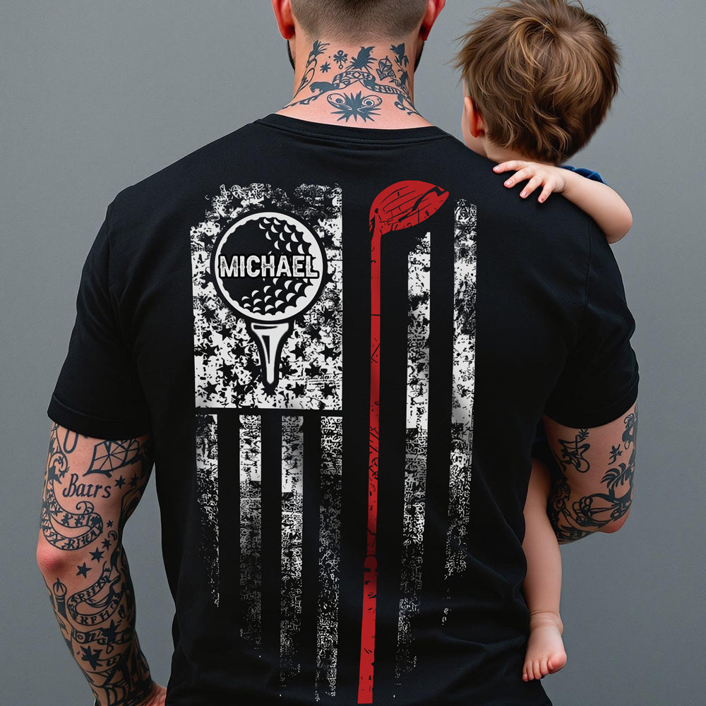 Custom Name American Flag Golf Back Personalized Back Side Dark Shirt HA75 898568