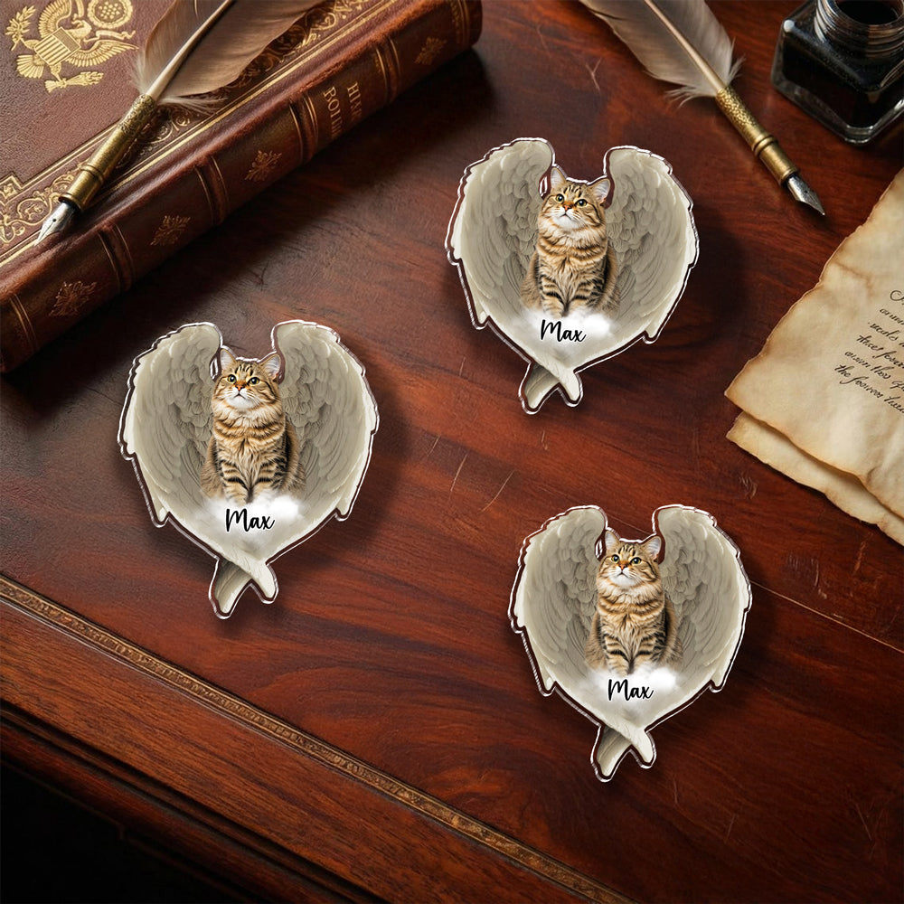 Custom Photo Pet Within Angel Wings Memorial Dog Cat Acrylic Pin CH07 911108