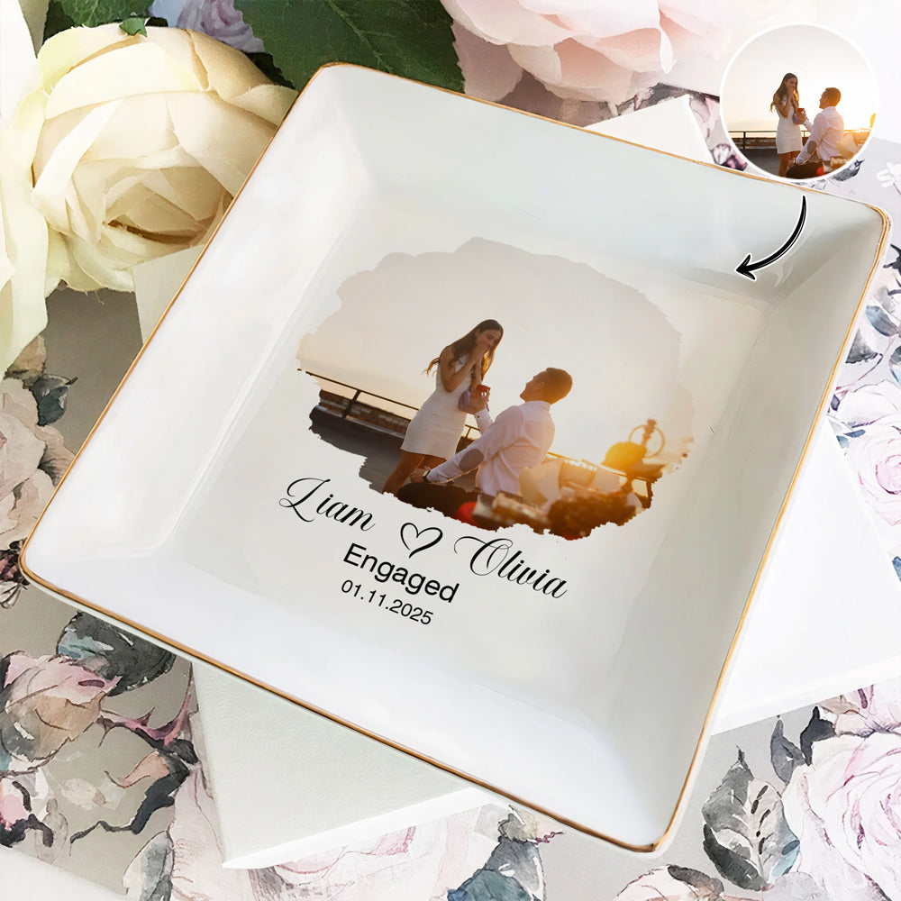 Custom Engagement Photo Jewelry Dish Gift For Married Couple CH07 899888