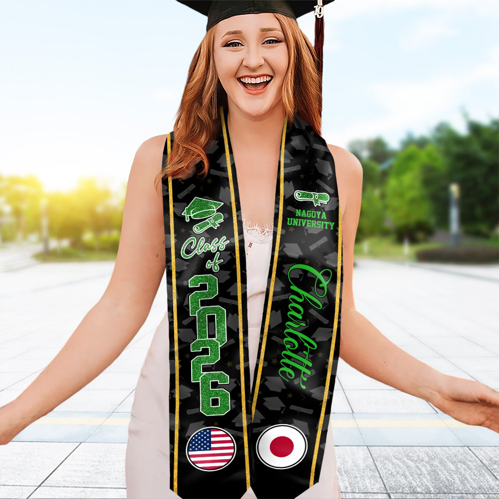 Class of 2026 Graduation Stole with Custom Name & Country Flag TH10 898309