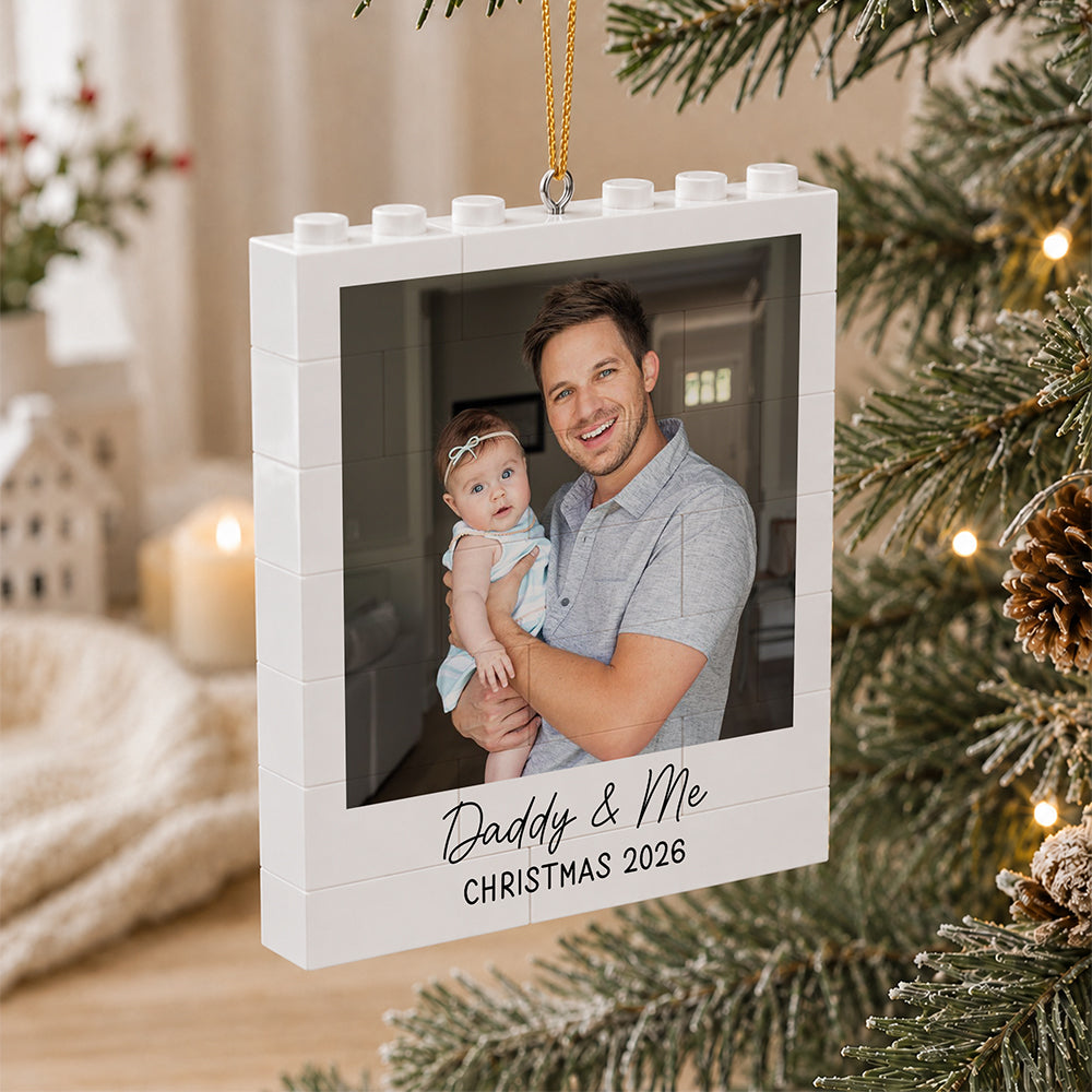 Custom Photo Daddy And Me Building Blocks Ornament For Christmas TH10 170821