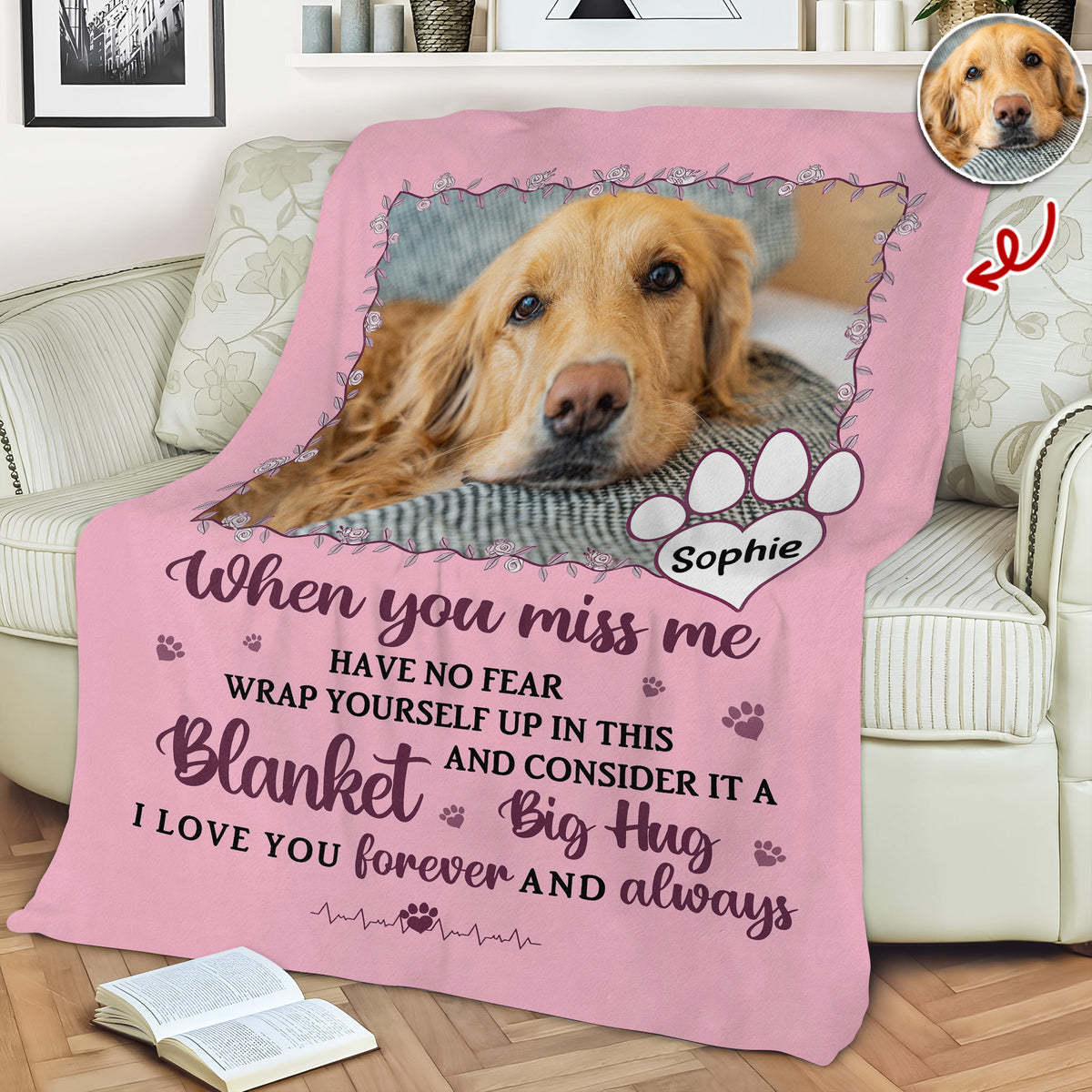 Custom Photo Dog Cat Miss Me No Fear Memorial Blanket HA75 920662