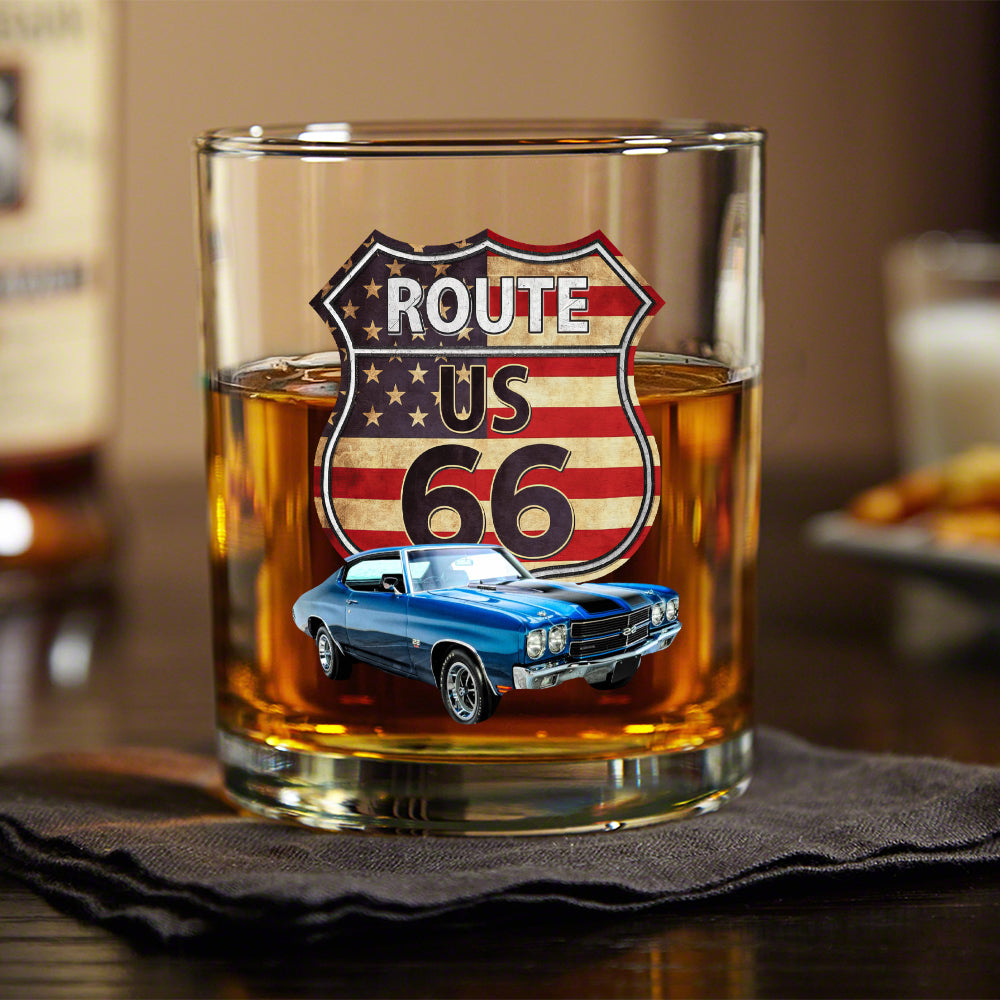 Custom Photo Route US 66 Car Print Whiskey Glass HA75 898094