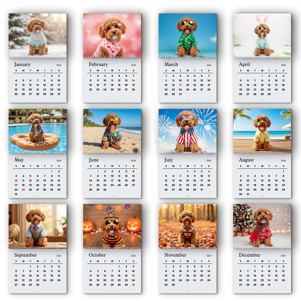 Dog Calendar 2026 Wall Calendar Custom Dog Photo Funny Style Wall Calendar CH07 895382