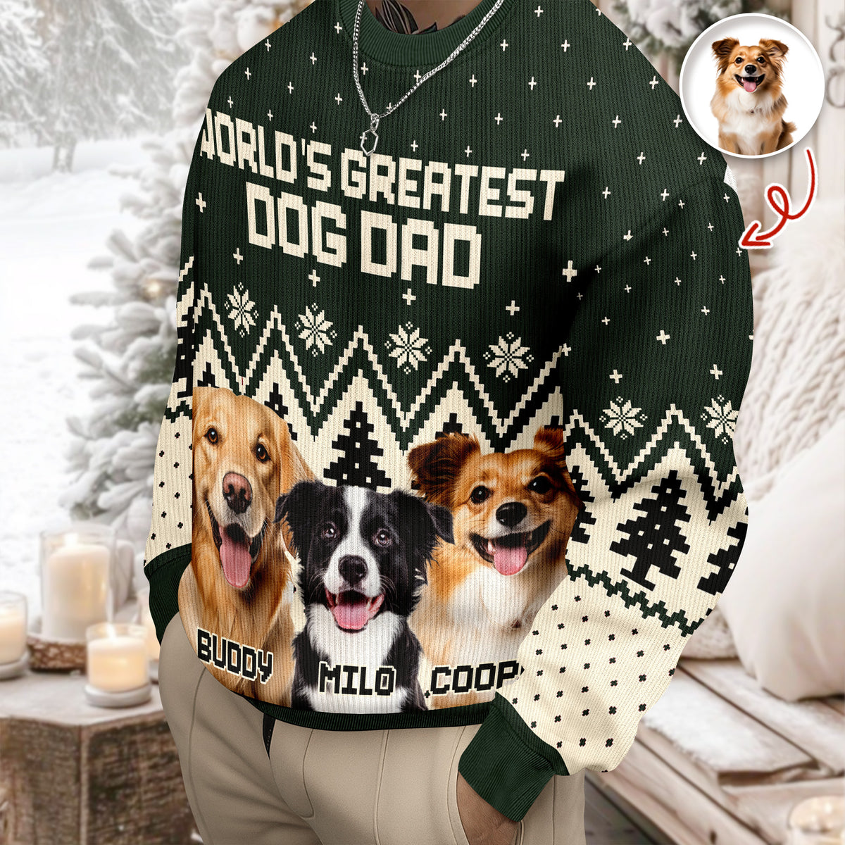 Custom Photo World's Greatest - Personalized Ugly Sweater For Dog Lovers LM32 895561