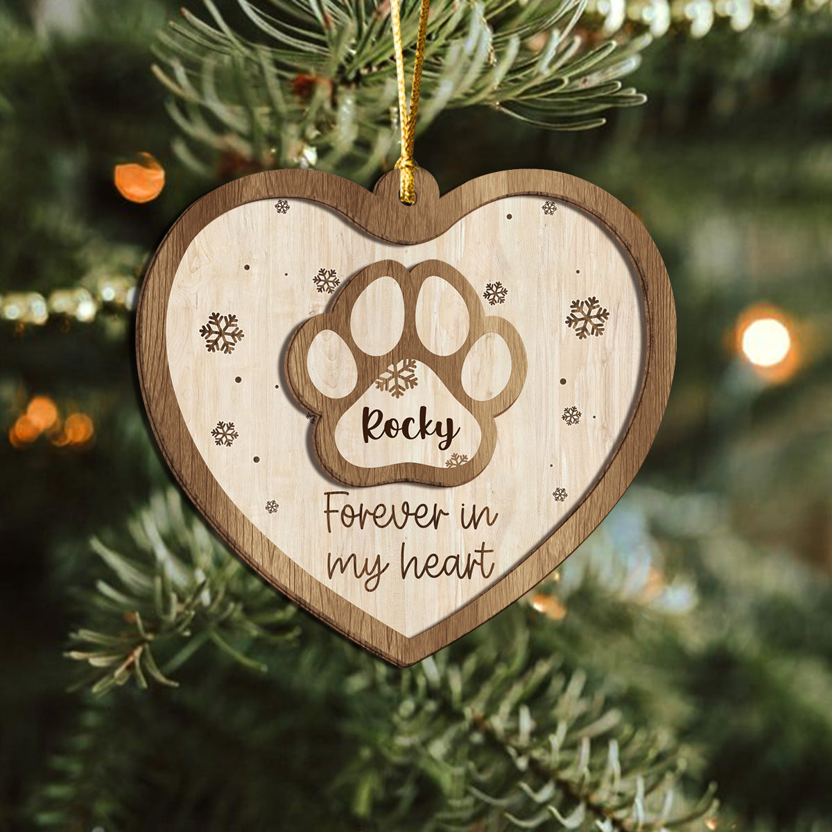 Forever in My Heart Memorial Personalized 2 Layered Wood Christmas Ornament CH07 896878