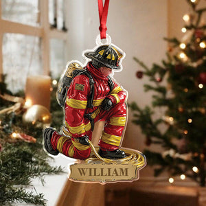 Personalized Name Proud Of Firefighter Christmas Acrylic Ornament LM32 897215