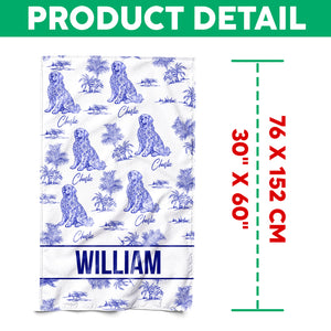 Custom Dog Breeds Chinoiserie Toile De Jouy Style Personalized Beach Towel HA75 892580