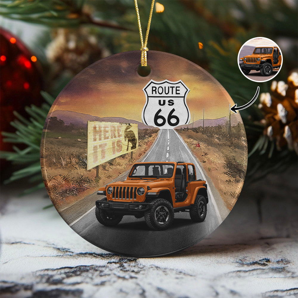 Custom Car Photo Route 66 Ceramic Ornament For Car Lover TH10 896033