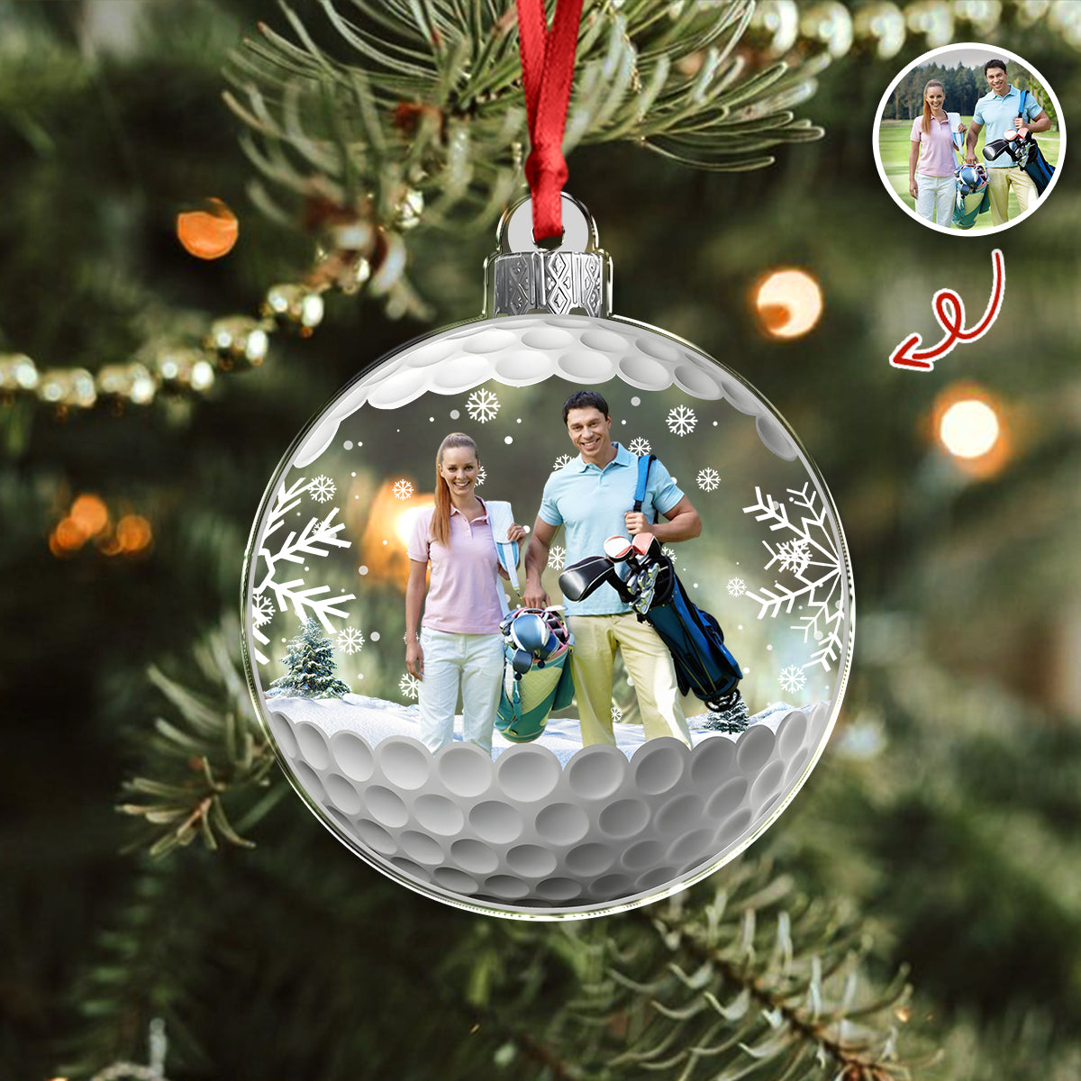 Custom Photo Golf Friends Christmas Acrylic Ornament HA75 897132