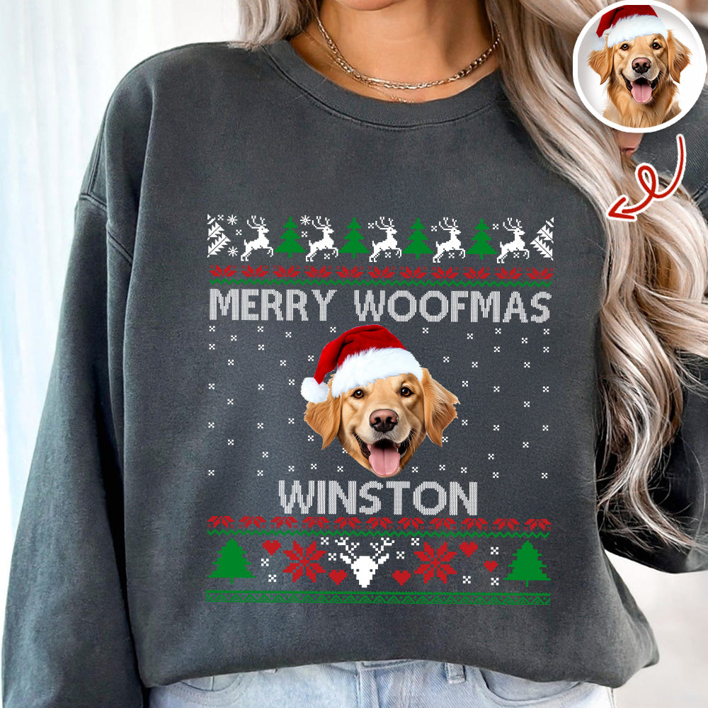 Custom Dog Photo Ugly Christmas Sweatshirt For Dog Lovers TH10 896219