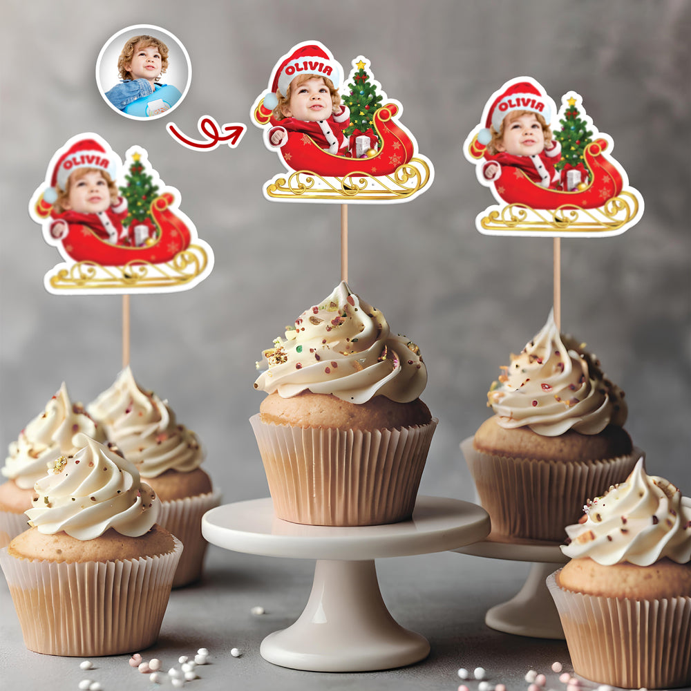 Custom Photo Baby Santa Claus Christmas Cupcake Toppers Xmas Decor HA75 897262