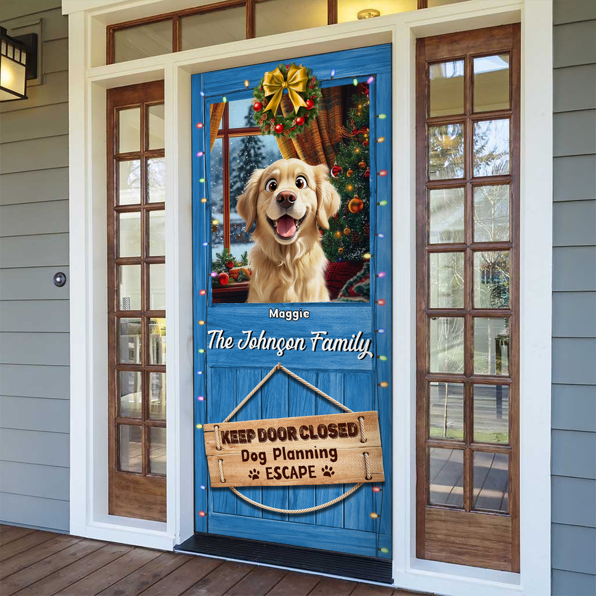 Custom Photo Keep Door Closed Dog Planning Escape Door Cover For Dog Lover TH10 896537