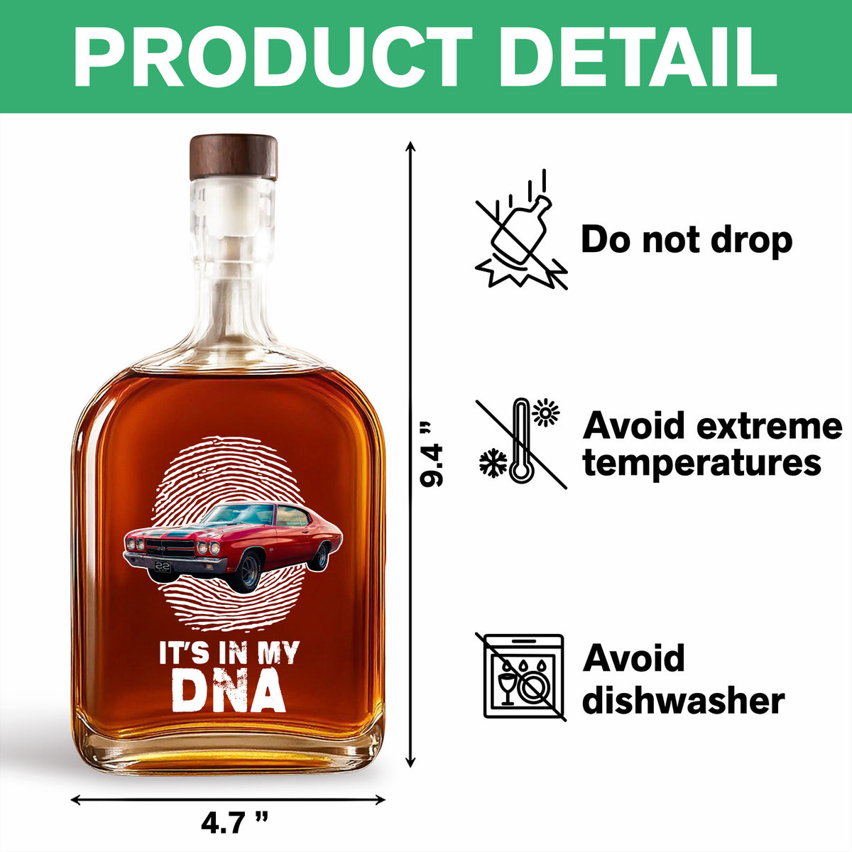 Custom Photo Car Is My DNA Whiskey Bottle HA75 897976