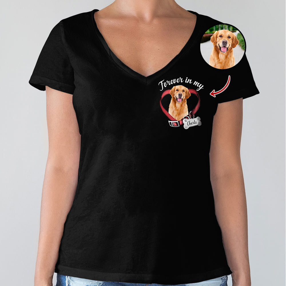 Custom Photo Dog Cat Forever In My Heart Memorial Dark Shirt HA75 897226