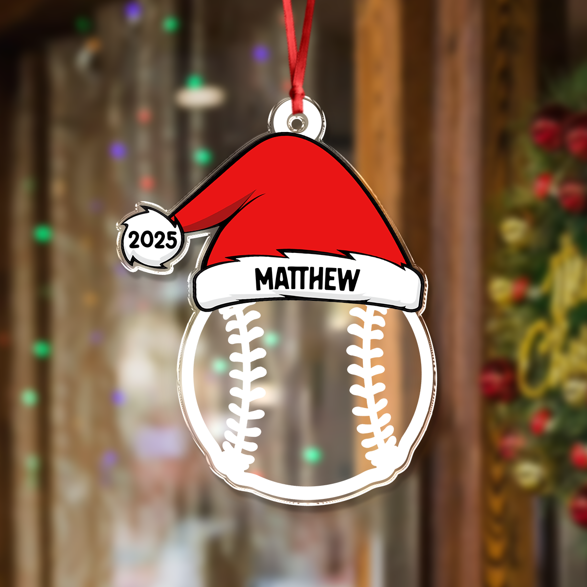 Personalised Baseball Volleyball Sports with Santa Hat Christmas Ornament LM32 893987
