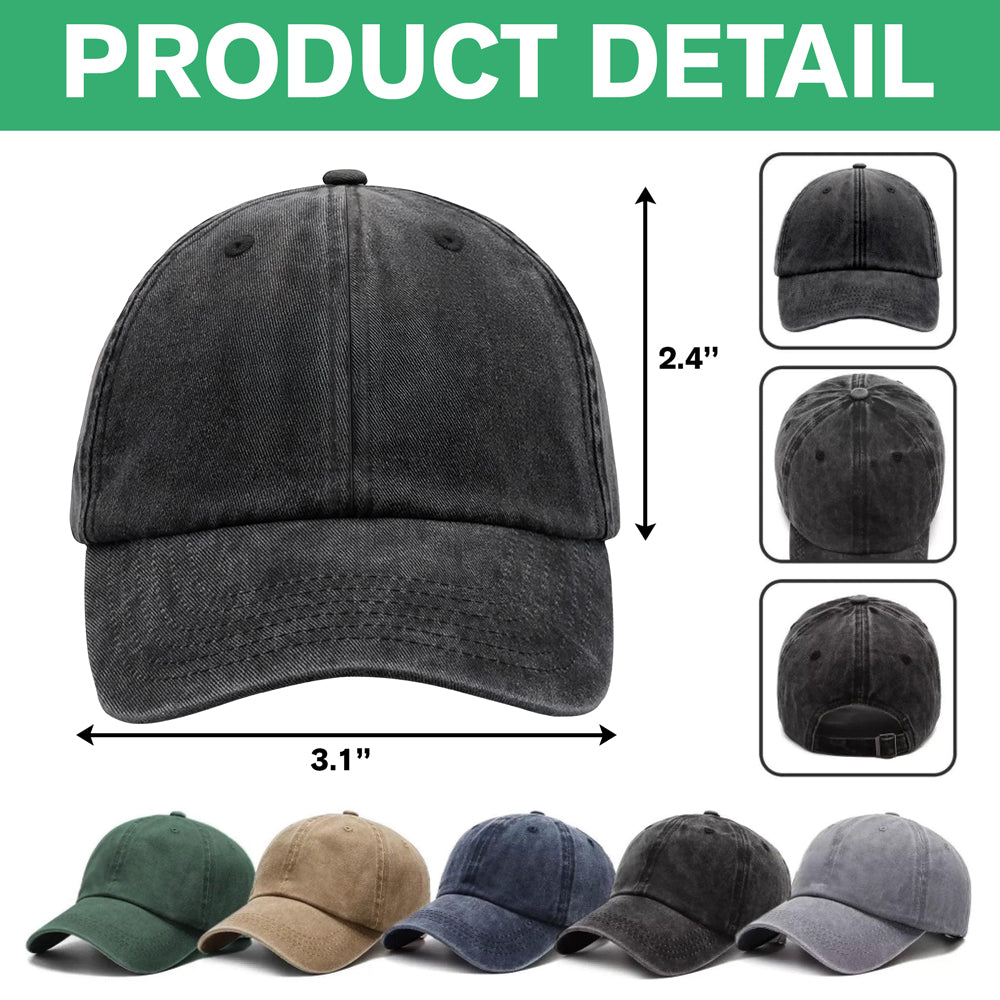 Personalized Dog Dad Ver US Flag Vintage Washed Denim Baseball Cap HO82 901254