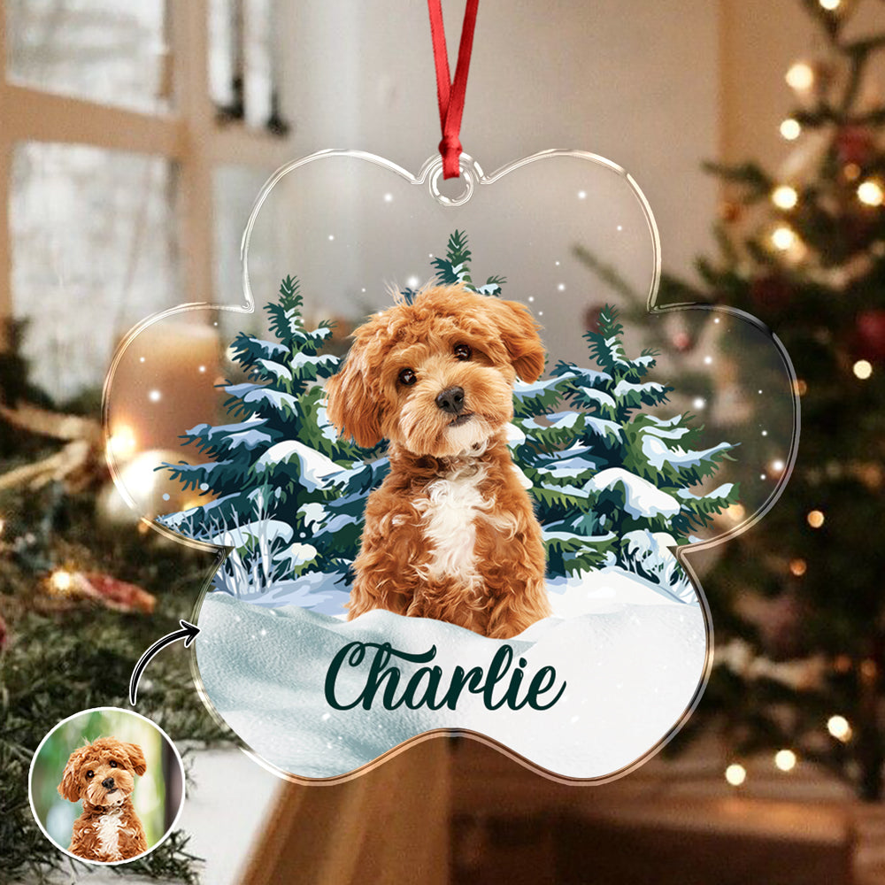 Custom Photo Dog Paw Shaped Acrylic Ornament Christmas Gift For Dog Lovers HA75 897534