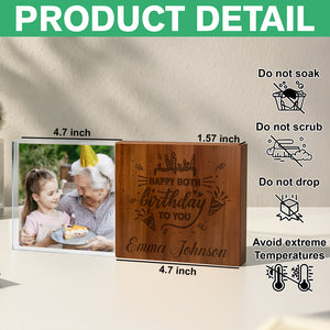 Custom Birthday Photo Wooden & Acrylic Photo Block Set Gift For Family CH07 896348