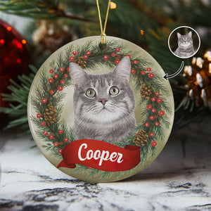 Custom Photo Cat Personalized Ceramic Ornament Christmas Gift For Cat Lovers HA75 897046