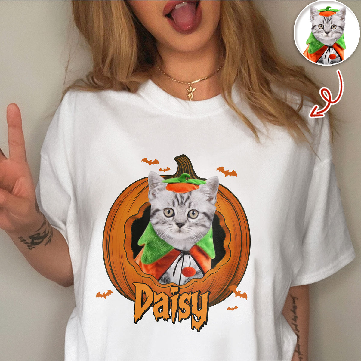 Custom Dog Cat Photo Halloween Pumpkin Comfort Shirt HO82 894926