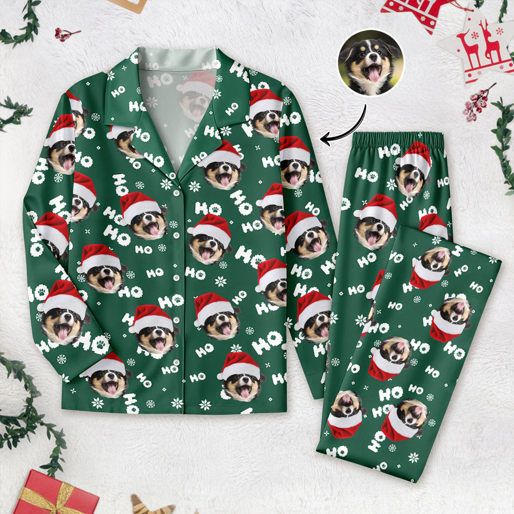 Custom Puppy Photo Ho Ho Ho Chritsmas Pajamas Gift For Pet Lovers CH07 899724