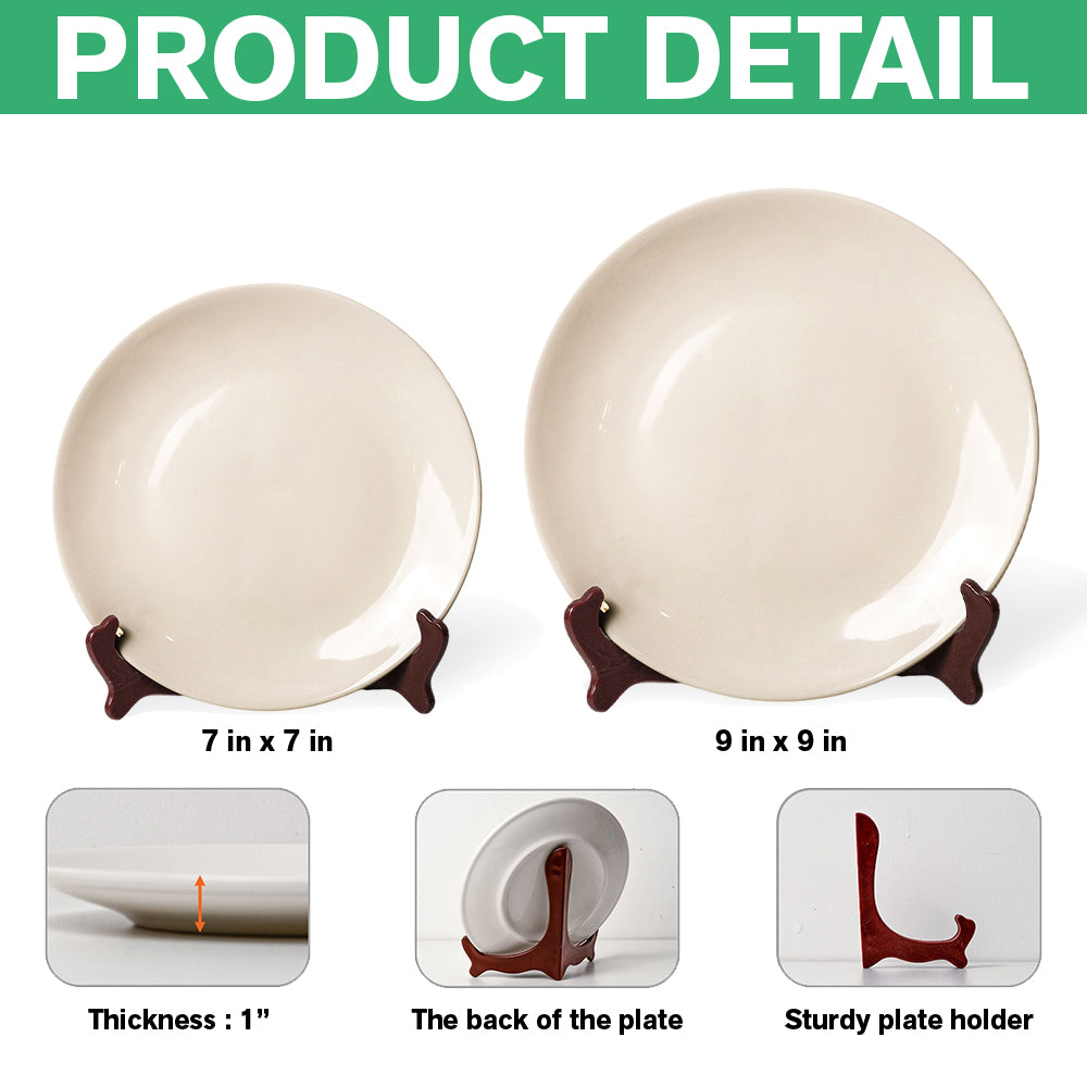 Custom Name Hands in Hands with Mama Chinoiserie Toile De Jouy Style Personalized Ceramic Plate HA75 892654