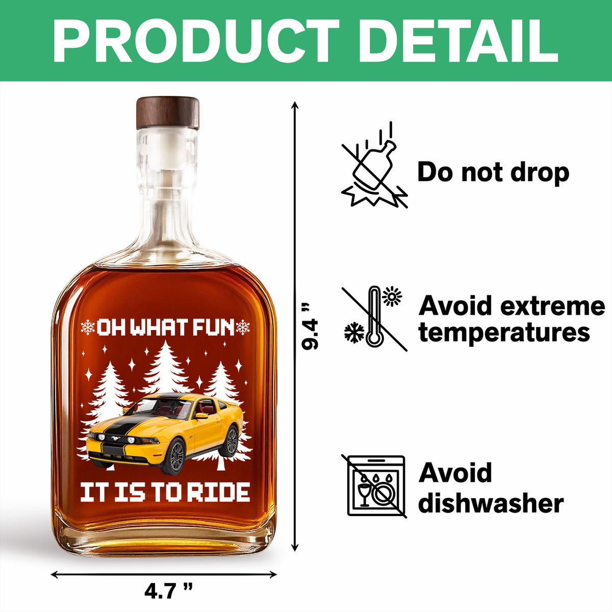 Custom Car Photo Oh What Fun It Is To Ride Whiskey Bottle HA75 898146