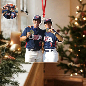 Custom Baseball Girl Besties Photo - Personalized Acrylic Ornament Gift For Baseball Lovers HO82 894680