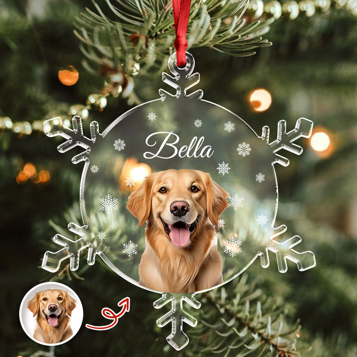 Custom Photo Dog Glass Ornament Christmas Gift For Dog Lovers CH07 899088
