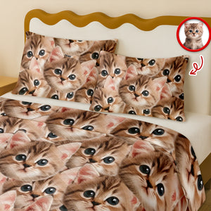 Custom Funny Cat Photo Portrait Bedding Set Birthday, Christmas Gift For Cat Lover CH07 899194