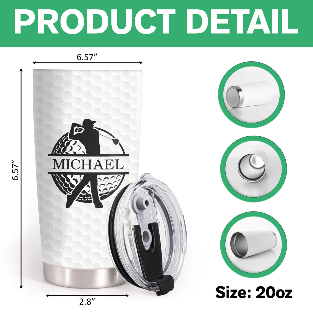 Personalized 3D Inflated Effect Fat Tumbler Gift For Golf Lover TH10 898127