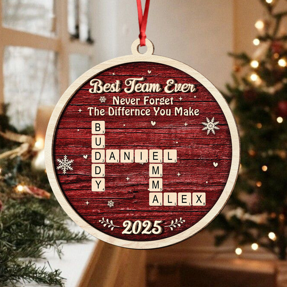 Best Team Ever Scrabble Christmas 2 Layers Wooden Ornament LM32 897119