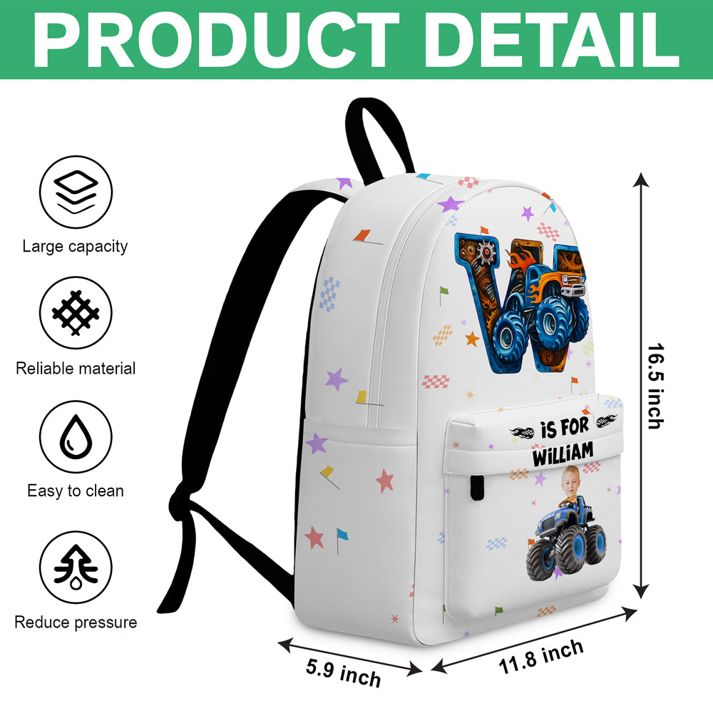 Custom Photo Monster Truck Alphabet Letters Backpack LM32 893927