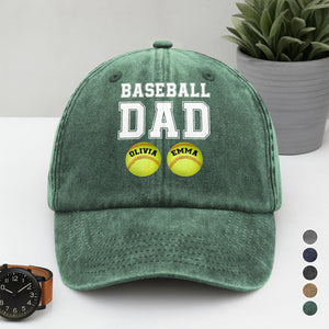 Baseball Dad - Personalized Washed Denim Baseball Cap TH10 896163