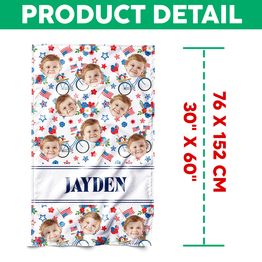 Custom Photo Patriotic America Independence Flag Day Beach Towel LM32 893513