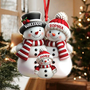 Custom Name 3D Effect Cute Snowman Family Christmas Personalized Acrylic Ornament LM32 895817