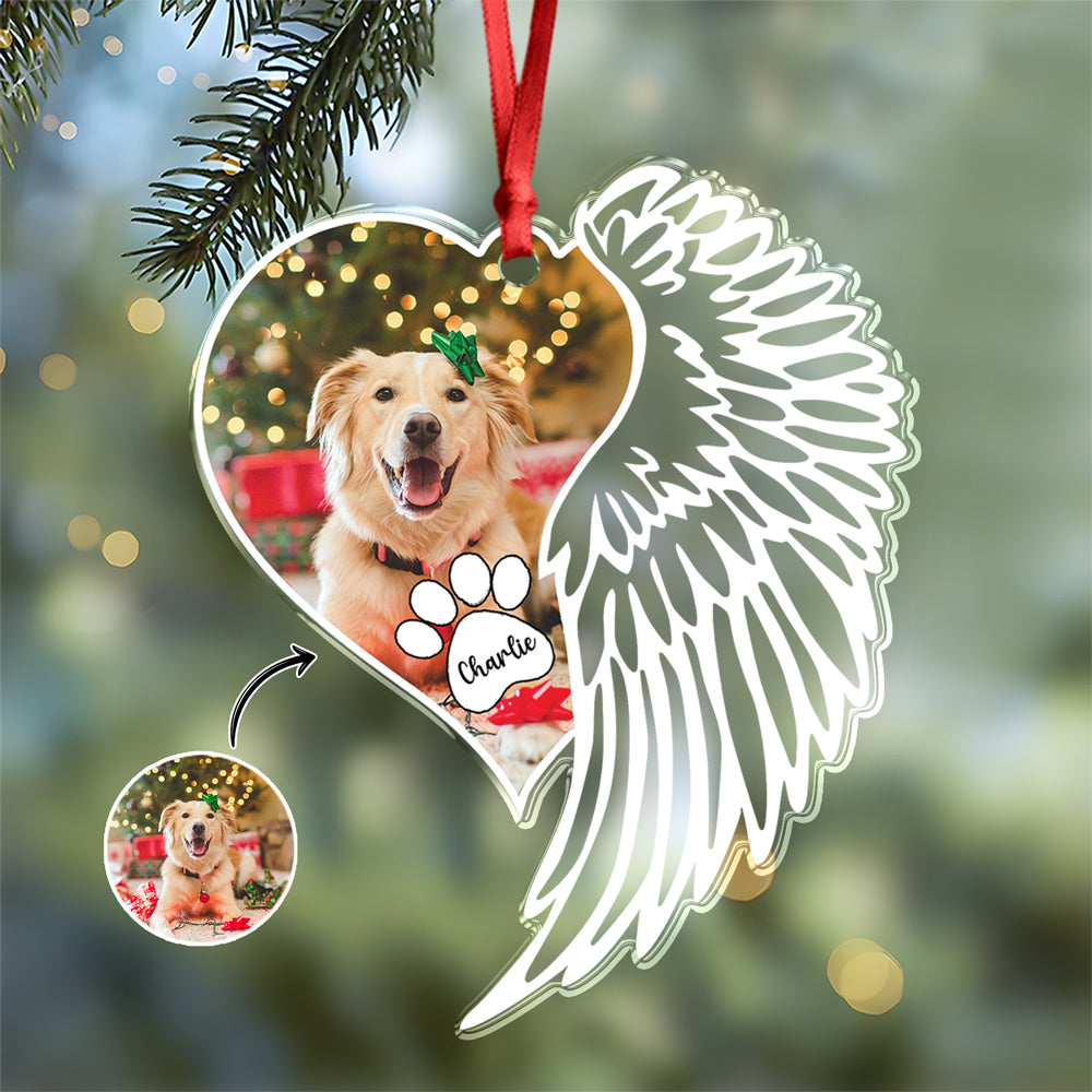 Custom Photo Dog Memorial Wing - Personalized Acrylic Ornament LM32 895869