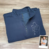 Custom Dad And Kids Portrait Photo Drawing Style Family Embroidered Quarter Zip Sweatshirt, Gifts for Dad, Birthday, Father's Day HO82 900772