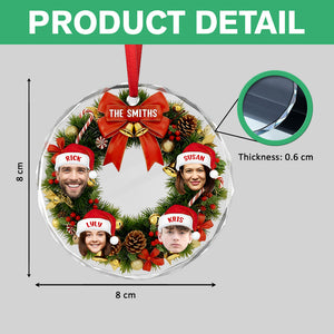 Custom Wreath Photo Christmas Glass Ornament Gift For Family LM32 897213