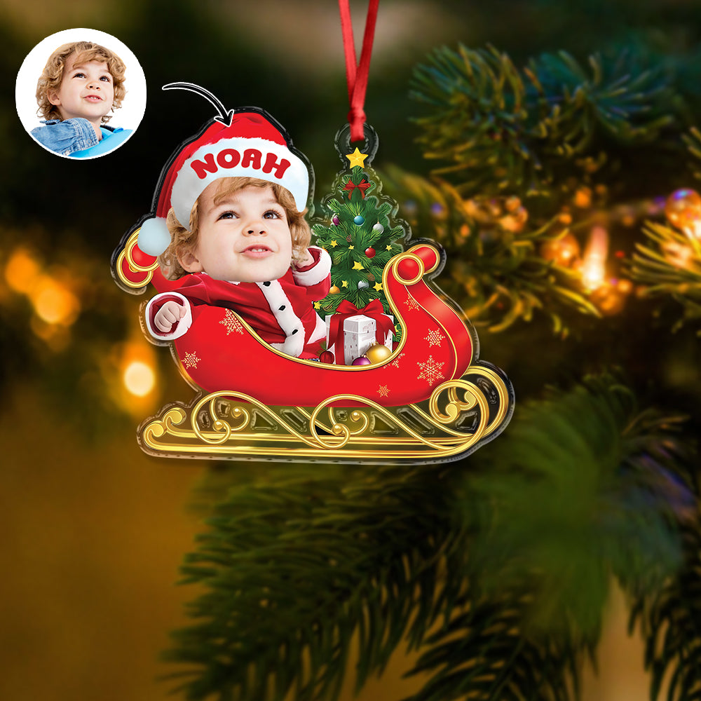 Custom Photo Baby Santa Claus Christmas Acrylic Ornament Xmas Decor HA75 897248