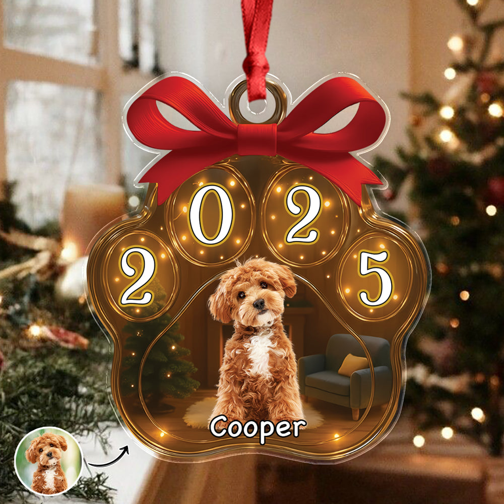 Custom Dog Photo Christmas 2025 Acrylic Ornament Christmas HO82 894750