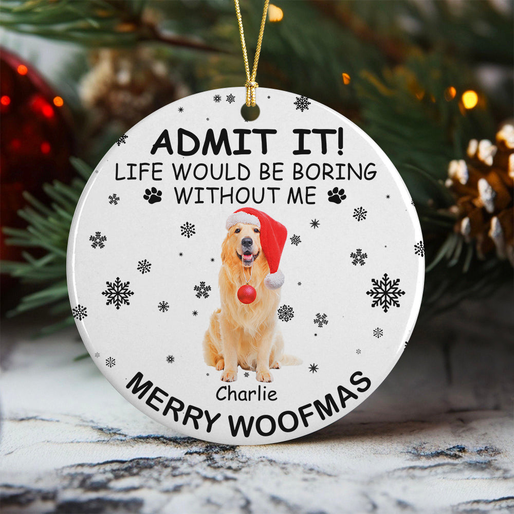 Custom Dog Cat Photo Life Would Be Boring Without Me Ceramic Ornament Christmas Gift CH07 896264