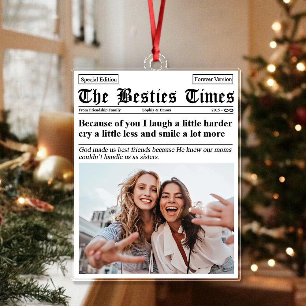 Custom Photo Times Magazine Friendship Acrylic Ornament Christmas Gift For Besties HO82 894660