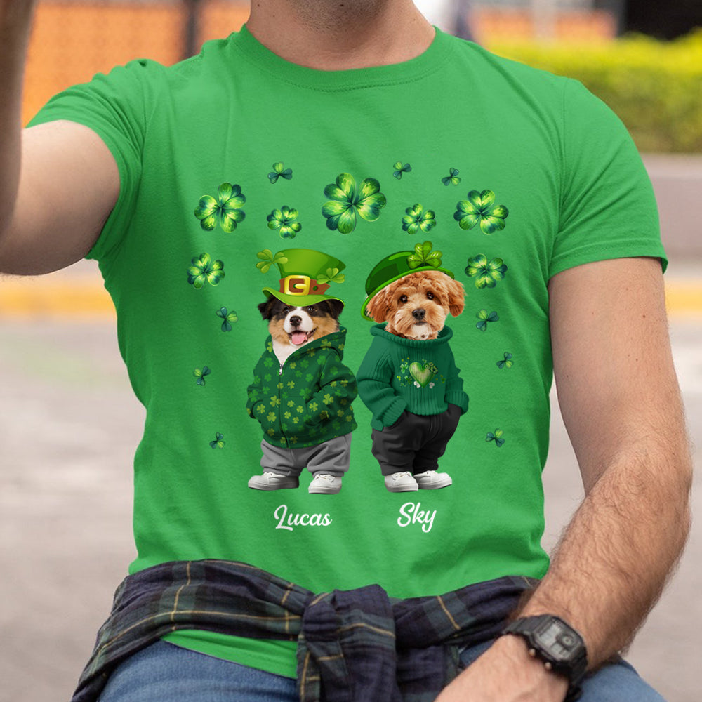 Custom Photo Cute Dog Cat Happy St Patrick's Day Dark Shirt For Dog Cat Lovers HA75 891924