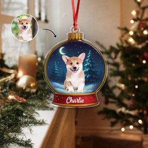 Custom Dog Photo Snow Globe With Name Acrylic Ornament Christmas Gift For Dog Lover CH07 896814