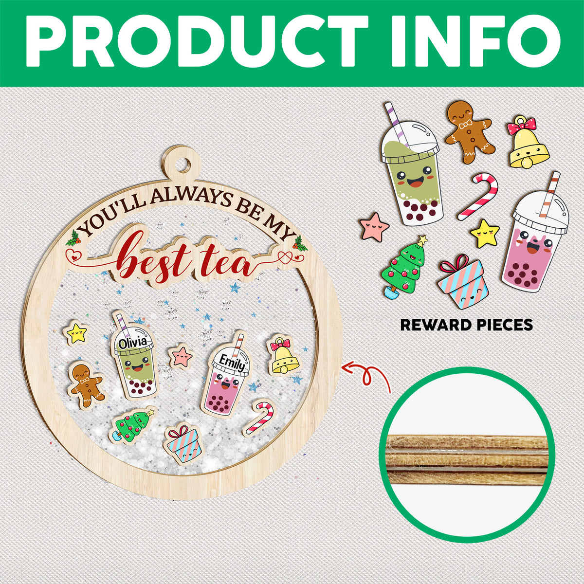 You'll Always Be My Best-Teas Personalized Christmas Shaker Ornament Gift for Besties CH07 899008