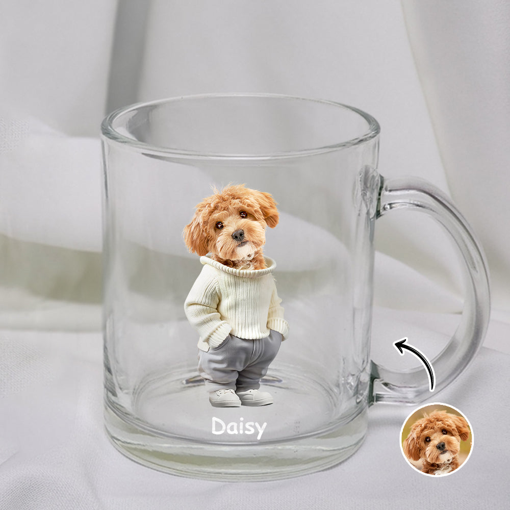 Custom Photo And Name Dog Glass Mug For Dog Pet Lovers CH07 896658